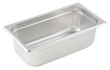 Winco 4" 1/3 Size Stainless Steel Steam Pan, Deep Deep,