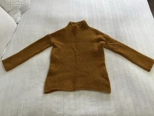 Toast Golden Orange 100% Wool Knit Jumper Size M SHRUNK 10 Warm Thick FLAW