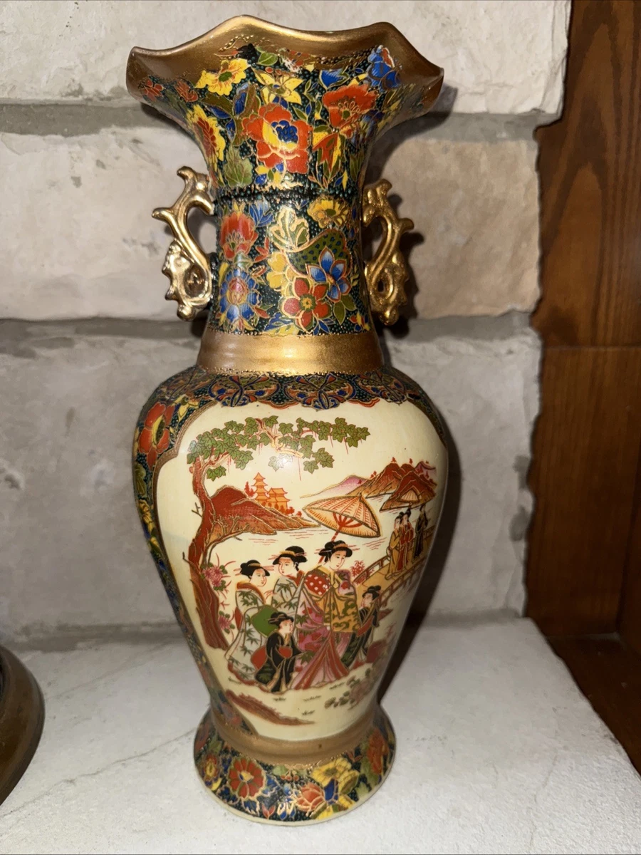 艺妓花瓶日本古董花瓶| eBay