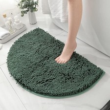 Half Round Microfiber Chenille Non-Slip Bathroom Bath Rug Super Absorbent Quick