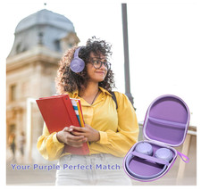 Travel-Friendly Headphone Case   Stylish Purple Design