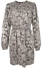 Michael Kors Women's Plus Size Foil Paisley Long Sleeve Flounce Dress