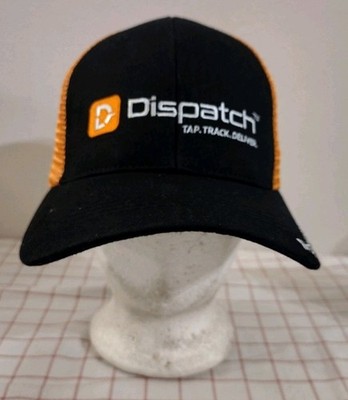 Dispatch Tap Track Deliver Trucker Cap Hat Black Adjustable Embroidered Mesh 