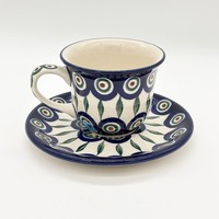 Handgefertigte Tasse Mit Untertasse Bunzlauer Keramik
