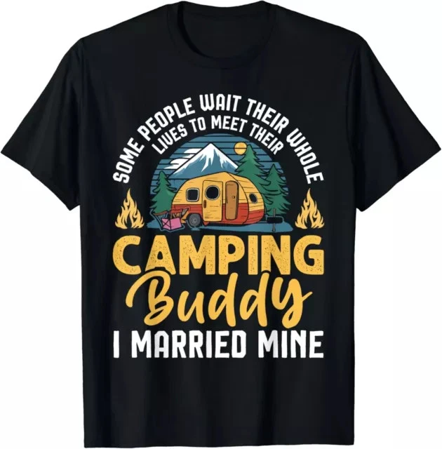 Funny Camping Camper Couple Camping Lovers partners for life Gift Tees S-3XL