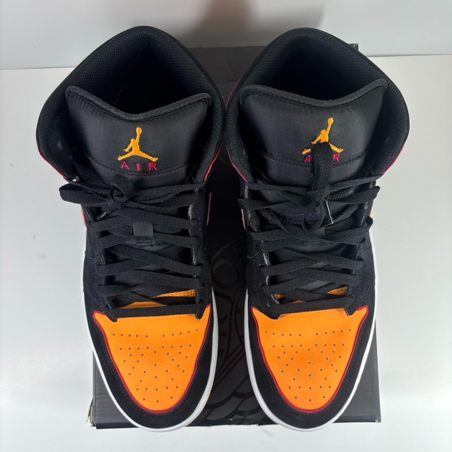 Nike Air Jordan 1 Mid SE Fat Tongue Men's US 13 Black/Vivid Orange