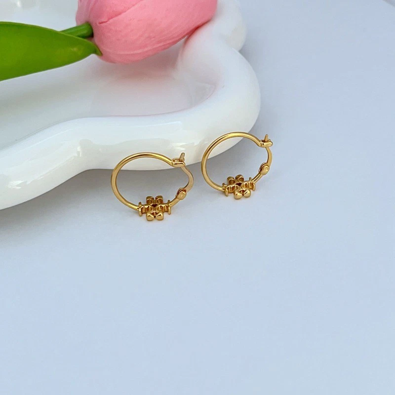 ¡Nuevo! Pendientes de aro Tory pequeños con logotipo de oro Eleanor con bolsa para joyas Foto 4 de 4