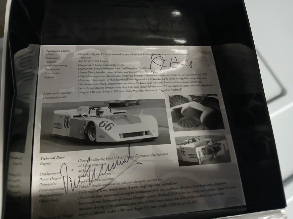 Minichamps Chaparral 2J Can-Am 1970 #66 1/43 Signed J. Hall/V.Elfords - Image 2 of 4