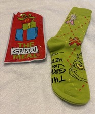 2025 McDonald's Grinch Socks Xmas Adult Happy Meal - Green Socks, Opened package