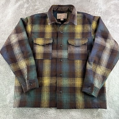 C.C. Filson Co Wool Cruiser Heavy Pockets Coat Jacket Men's XL Plaid Vtg USA Y2K