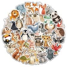 AOWDIAO 50 Pcs Cute Animal Stickers, Vinyl Water Bottle Stickers for Kids
