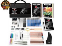 95-Teiliges Skizzier- Und Zeichenkunst-Set Mit 3-Farbigem Skizzenbuch Und