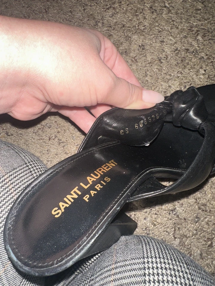 Mulas Saint Laurent Bianca de cuero negro anudado talla 37 (¡leer descripción!) Foto 4 de 4