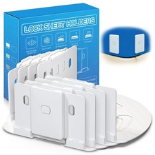 AUKCLAX Bed Sheet Holder with Clips Lock, Open Corner Fitted 4Pack, White