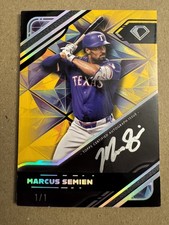 1/1 Marcus Semien 2025 Topps Diamond Icons Black Polychromatink Auto Rangers