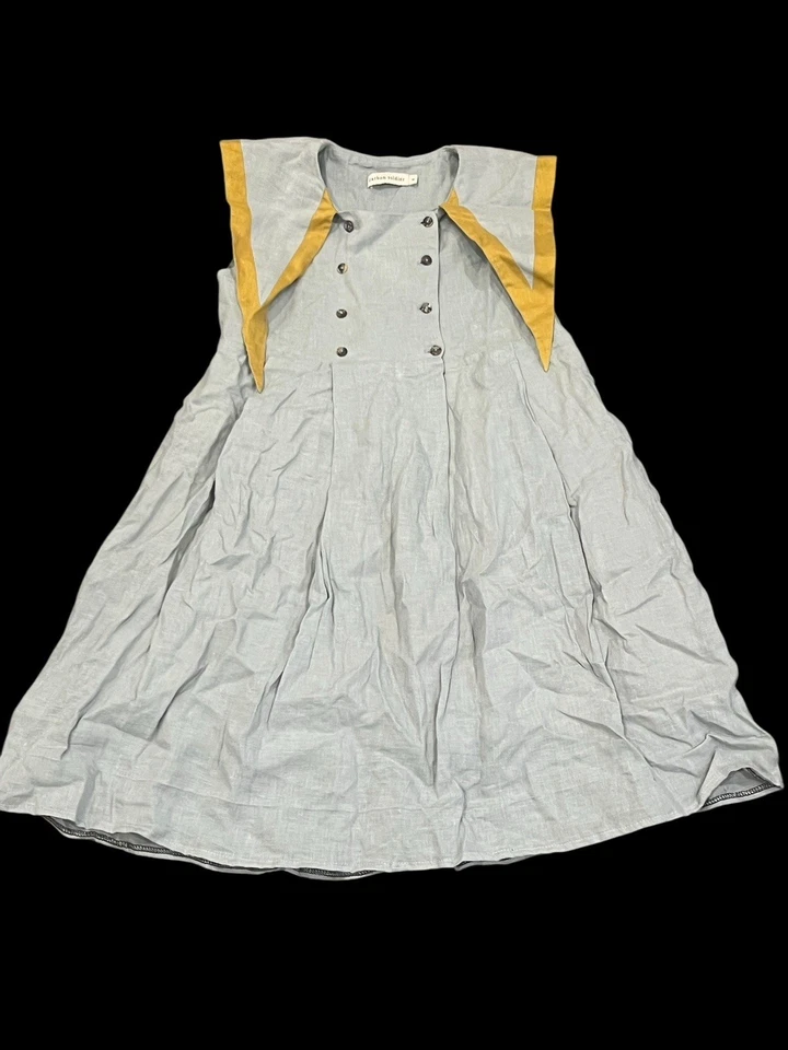 Vestido Carbon Soldier Girl's 8 Little Gem linho sem mangas colarinho peito duplo - Imagem 4 de 4