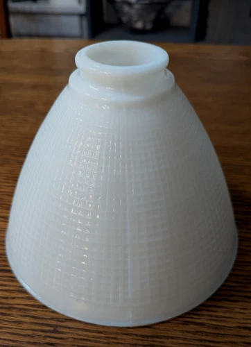 Vtg Art Deco White Milk Glass Table Lamp Shade Torchiere Pendant 8" x 2 1/8