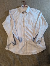 Charles Tyrwhitt Oxford Button Up Shirt Men 18-37 Blue Long Sleeve French Cuff