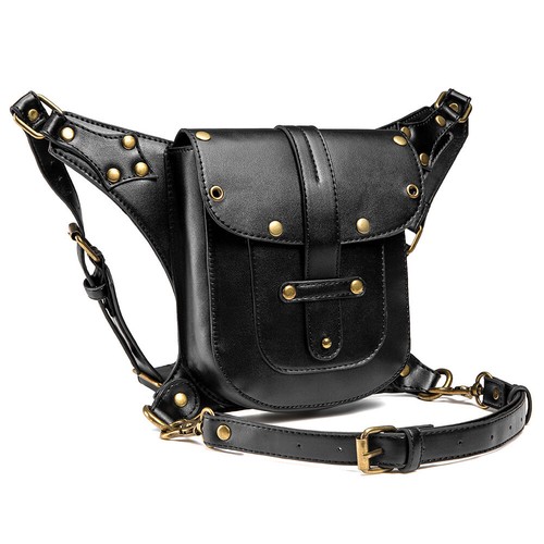 Punk Damen Gürteltasche Bauchtasche Hüfttasche Tasche Waist Belt Bag PU Radsport - Bild 5 von 16