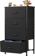 Dresser for Bedroom with 4 Drawers, Storage Drawers, Skinny Fabric Storage Tower