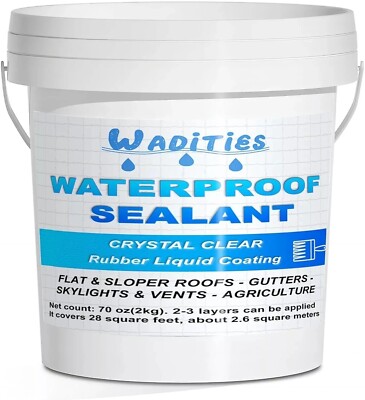 Waterproof Sealant Clear 2L 70Oz Wall Bathroom Roof WaterBased Coating Invisible