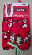 Peanuts Snoopy XM Christmas Women's Sleep Joggers Pants Size S 4-6 BRAND NEW