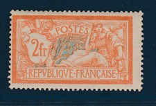 France timbre 1907 type Merson 2f orange et vert-bleu num 145 neuf * infime