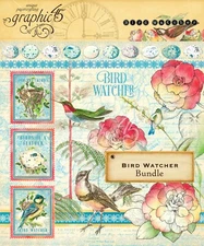 GRAPHIC 45 BIRD WATCHER BUNDLE LOT~2 PAPER PADS CHIPBOARD EPHEMERA JOURNAL CARDS