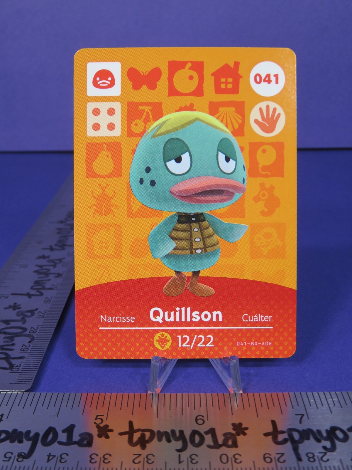 Quillson #041 Authentic US Pack Fresh Animal Crossing Series 1 Amiibo Card eSE