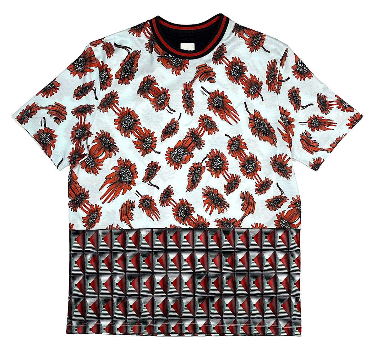 Paul Smith T-shirt Sunflowers and Optical Graphic Art Cotton Sz M