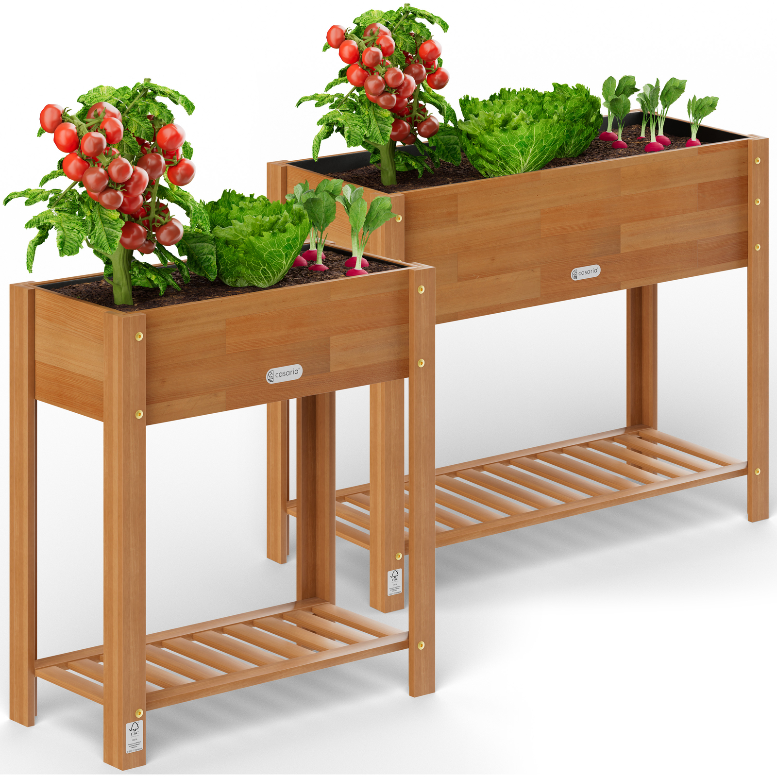 Jardinière surélevée acacia résistant aux intempéries double niveau CASARIA