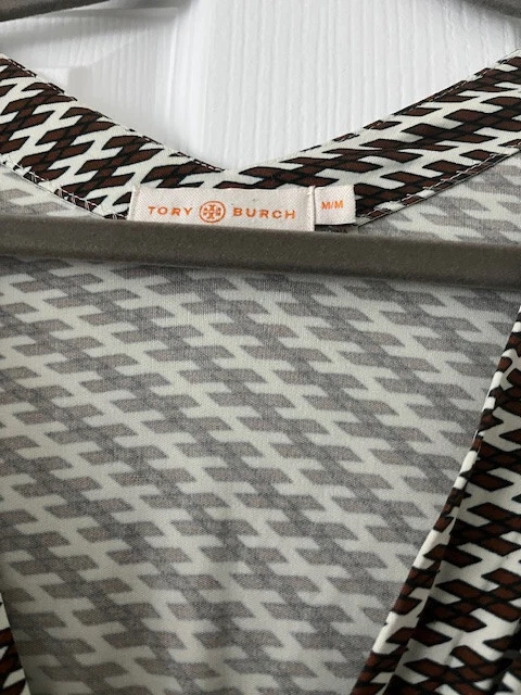 Abito donna TORY BURCH Kelsey avvolgente scollo a V misto seta cappuccio manica taglia M