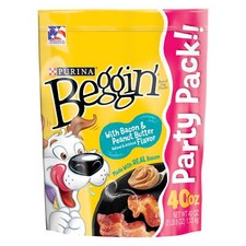 Dog Treats with Real Bacon  Peanut Butter Flavors Tender Chews, 40 oz Pouch