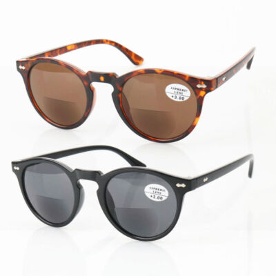 Women Tinted Bifocal Reading Glasses Men Classic Round Readers Trendy Sunglasses