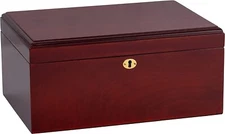 Humidor Supreme Milano Cigar Humidor Wood Box, Cedar, 75-100 Cigar Box, Cherry