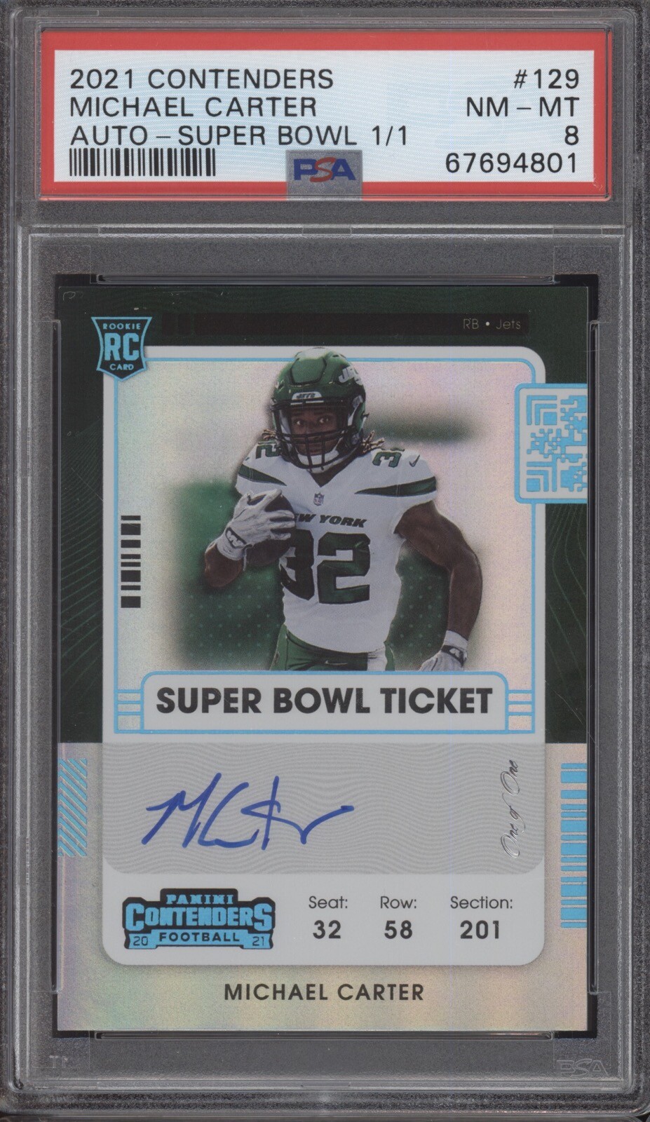 Michael Carter Panini Contenders #129 Autograph Super Bowl