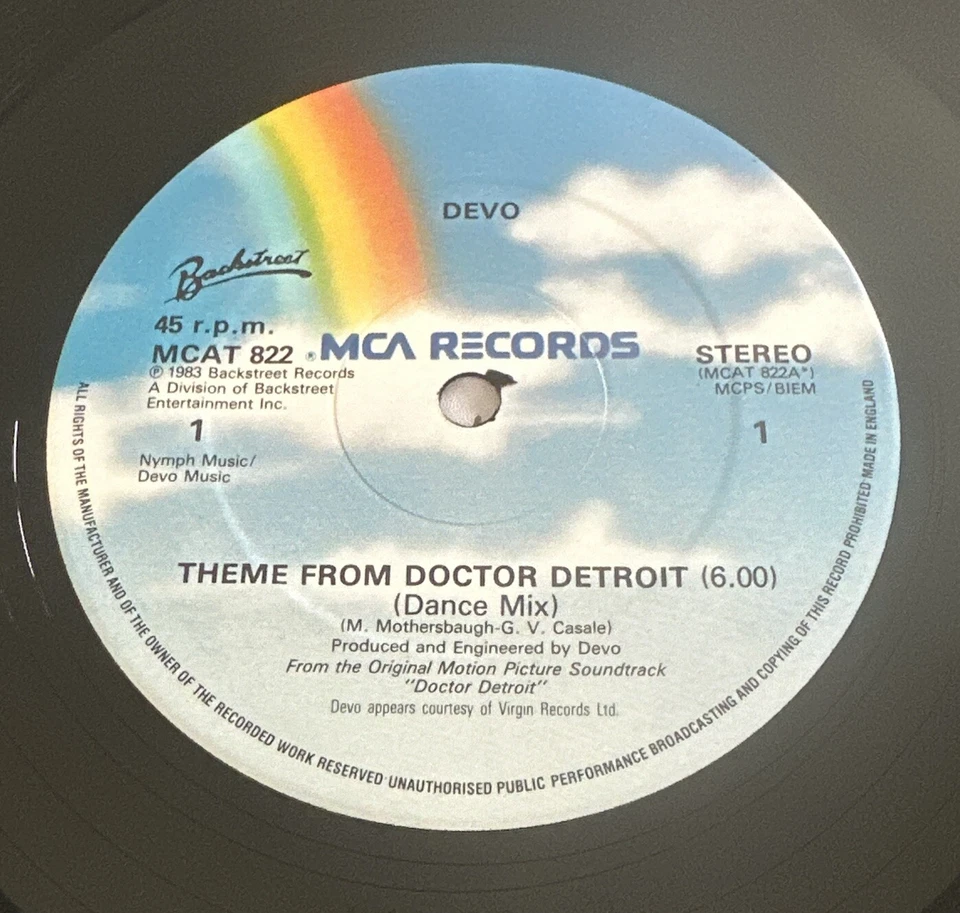 Devo ~ Theme From Doctor Detroit 12” Vinyl Record Synth Pop EX / VG+ Condition - Image 4 of 4