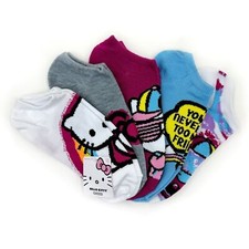 Hello Kitty Womens No Show Socks Sanrio Rainbow Colorful Fun Gift 5 Pairs