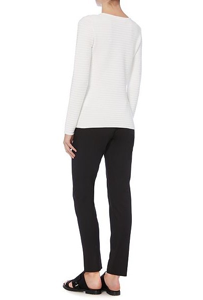 Hugo Boss Farani Ribbed Circle Structured Womens Ladies White Jumper NWOT image 3