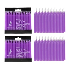 Mega Candles - Unscented 4" Chime / Spell Taper Candles - Lavender, Set of 40