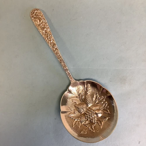 S. Kirk & Son Sterling Silver Repousse Berry Spoon 5.25” L