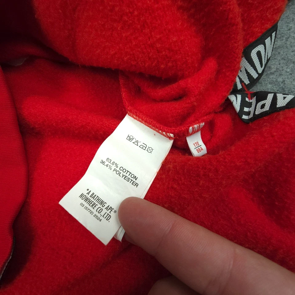 A Bathing Ape Jumper mens SMALL red hoodie long sleeve camo apunvs AAPE Size S - Image 4 of 4