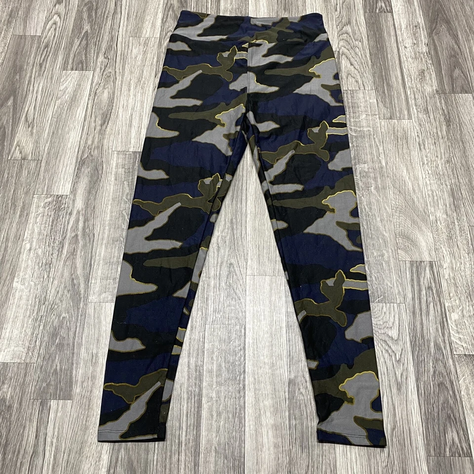 Leggings informales camuflados multicolores pierna ajustada tiro alto LULAROE para mujer talla única Foto 4 de 4
