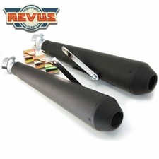 Satin Matt Black Megaphone Silencers Ideal  Triumph High Level Pipes