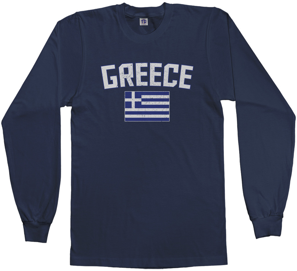 シャツ Threadrock Men's Greece Flag Long Sleeve T-shirt Athens Greek