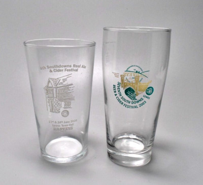 Harveys Of Lewes Bier Festival 2003 und 2000 halbes Pint Gläser x2
