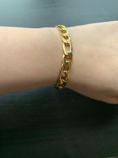 7"-11" MEN'S WOMEN'S 316L STAINLESS STEEL 8MM GOLD FIGARO LINK CHAIN BRACELET