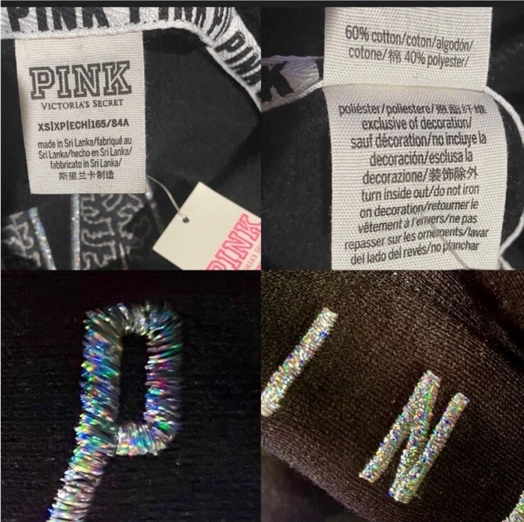 UNDERCOVER Felpa con cappuccio Victoria’s Secret ROSA paillettes Bling acquerello tie dye olografica nuova con etichette