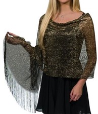 Shawls and Wraps for Evening Dresses Metallic Sparkle Womens Wedding Black Go...