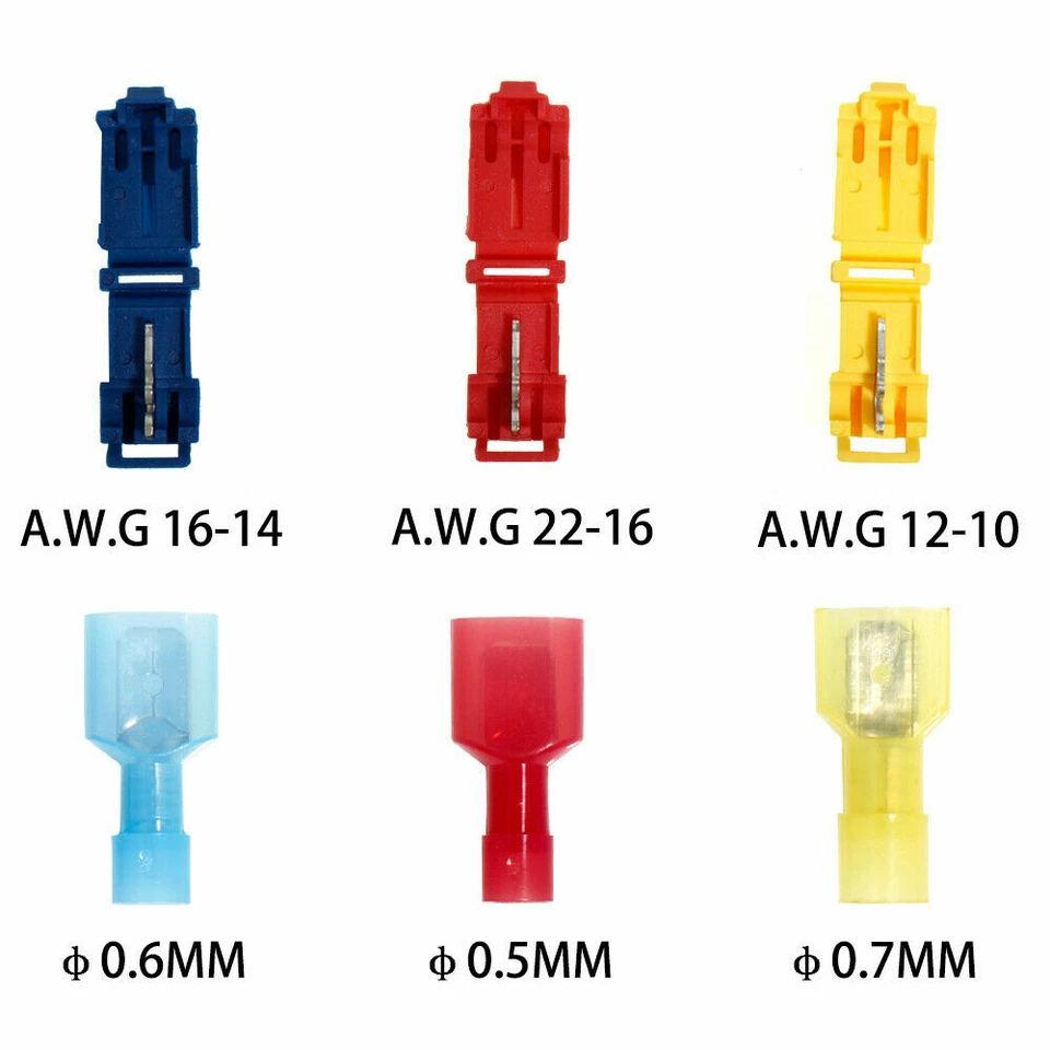 480Pcs 22-10 AWG Insulated T-Tap Quick Splice Combo Wire Terminal Connectors Kit - Image 3 of 4